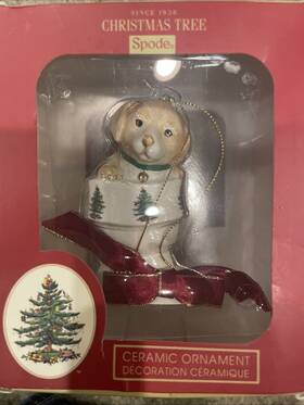 Xt-8499-xc Spode Christmas Tree Collection Puppy In Boot Ornament 3.5 Inch