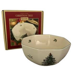 Xt3893-x Spode Christmas Tree Octagon Serving Bowl Santa Claus Candy Nut 7.5 Inch Box