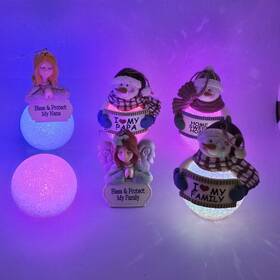 410-016 Spoontiques Lighted Color Changing Snowman Christmas Ornament Lot
