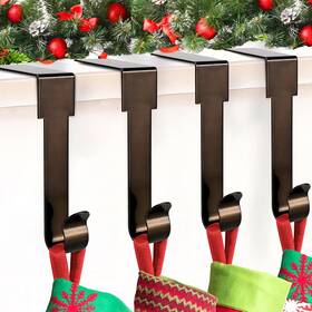 Spsheng 604788222830 Christmas Stocking Holders For Mantle 4 Pack Adjustable Holder Non-skid
