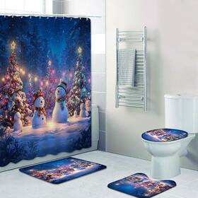 69909d25043f209628736c2c Square Gudaguu 4pcs Christmas Bathroom Decor Sets Snowman Winter Xmas Theme Bath