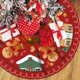 Ssailue Decor Skirt02 Christmas Tree Skirt 48inch Gingerbread Large Multicolor