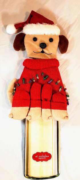 84snlhlwc15 St Nicholas Santa Paws Christmas Dog Wine Bottle Cover Entertaining Gift Square