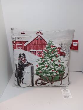 14stphypi06 St. Nicholas Square Nicolas Dog And Tree Holiday Christmas Decor Pillow 18 Inch Sq. New With Tag