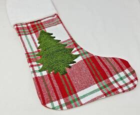 St. Nicholas Square 400547615222 Nwt Christmas Stocking 22 Inch Plaid With Stitched Tree St