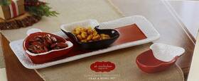 St. Nicholas Square 400609552724 New Christmas Serving Heavy Tray/bowls Set Hat Mitten Boot
