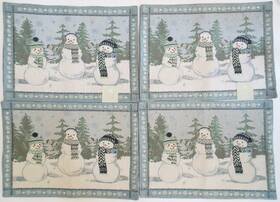 St. Nicholas Square 400681302743 Set Of 4 Christmas Snowmen Snowflake Light Blue Placemats
