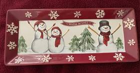 Chtm-1290 St. Nicholas Square 400691767907 Yuletide Tray Snowmen Design Christmas 13 1/2 Inch