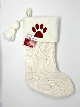 St. Nicholas Square 400747908247 Faux-fur Paw Print Cat Dog Knit Christmas Stocking Holiday