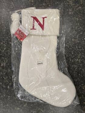 St. Nicholas Square 400747908544 Ivory Cable Knit Christmas Stocking Red Inch N New