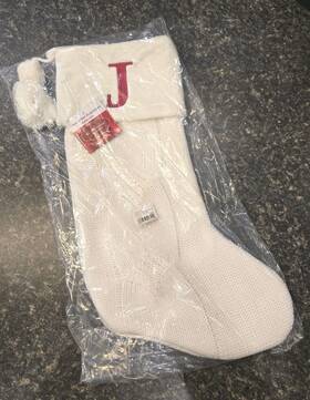 St. Nicholas Square 400747908940 Ivory Cable Knit Christmas Stocking Red Inch J New