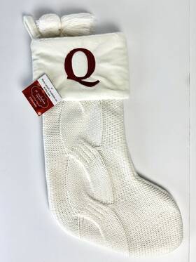 St. Nicholas Square 400747909442 Cream Off White Alphabet Letter Q Christmas Stocking 20 Inch New