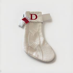 St. Nicholas Square 400747909640 21 Inch White Knitted Initial D Monogram Christmas Stocking