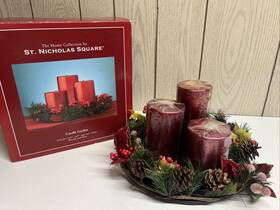 St. Nicholas Square 400878202672 Christmas Centerpiece Table Wreath With Candles And Plate. St
