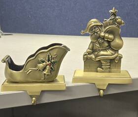 St. Nicholas Square 400911469741 Santa And Sieigh Christmas Stocking Holder 2 Piece Set Metal