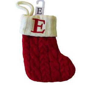 St. Nicholas Square 722512528444 Knit Monogram Fabric Christmas Stocking E