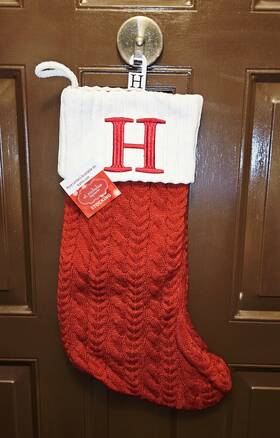74277 St. Nicholas Square New Red/cream Knit 20 Inch Christmas Stocking With Letter H In Red