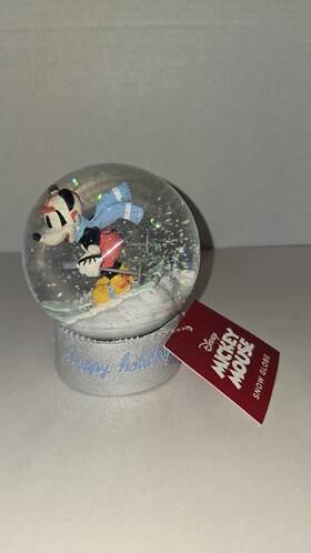 92482 St Nicholas Square Disney Mickey Mouse Skiing Happy Holidays Snow Globe St. Sq Christmas