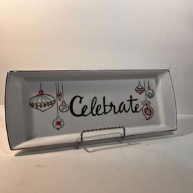 Edm0916b St. Nicholas Square Celebrate Eat Drink And Be Merry 14 Inch X 5.5 Platter Christmas
