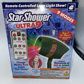 Hme-66946 Star Shower 9 Ultra Christmas Laser Projector Red Green With Remote Light Show New