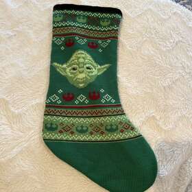 Star Wars 875598107505 Yoda Knit Christmas Holiday Stocking 18 Inch Green Red Lined