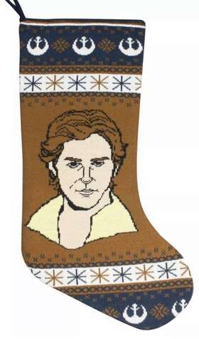 Pl-01 Star Wars Disney Brown Blue Knit Acrylic Hans Solo Christmas Holiday Stocking