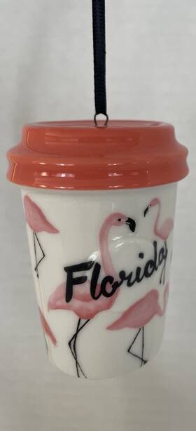 Starbucks 0762111097682 Florida Pink Flamingo Coffee Tumbler 2015 Holiday Christmas Ornament