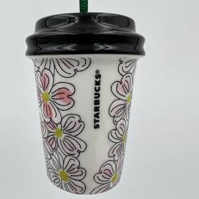Starbucks 762111236609 Nwt 2017 Virginia Dogwood Flowers Ceramic Cup Christmas Ornament 2.5 Inch