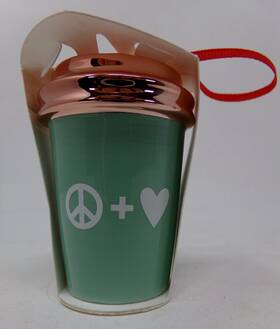Starbucks 762111248510 New Mint Heart Love Peace Ceramic Christmas Ornament Coffee Cup 2017