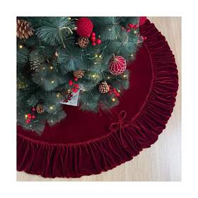 Jq23vel Starry Dynamo 60-inch Ruffled Velvet Christmas Tree Skirt With Foam Padding Nylon Backing