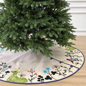 Sd-tsk-nat-d60-bg Starry Dynamo 60 Inch Linen Christmas Tree Skirt Woodland Creatures Thick Foam