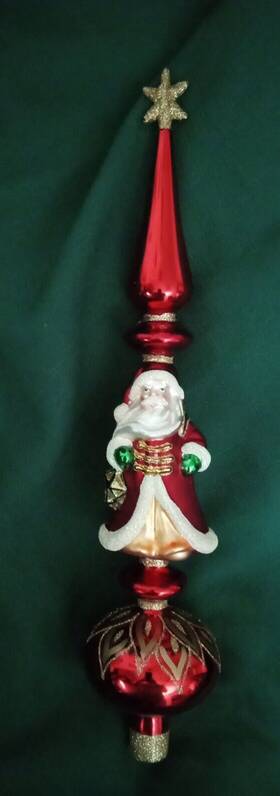 Sterling Corporation 017816038493 15 Inch Santa Christmas Tree Topper By Inc Red Gold And White Vtg