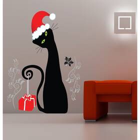 Stickalz Llc 933953193405 Full Color Christmas Cat Sticker Decal 33 X 45 Multi