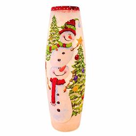 Alt2209 Stony Creek 11.75in Festive Snowman Pre-lit Lg Vase Christmas Electric Ornament