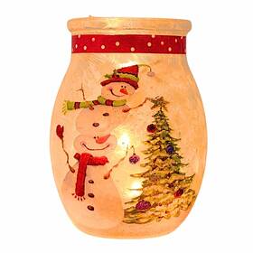 Alt2280 Stony Creek 4.00in Festive Snowman Small Jar Glass Electric Christmas Winter