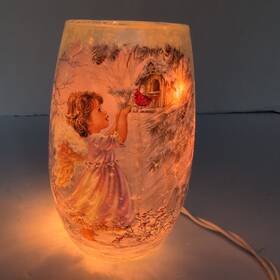 Dga1204 Stony Creek At Home Decorative Lighting Christmas Angel And Cardinal 5 Inch Glass Vase