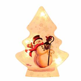 Grh0263 Stony Creek Jolly Snowman Christmas Tree Lighted Glass Accent Snow Electric