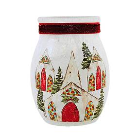 Hbc4280 Stony Creek Christmas Chapel Pre-lit Small Jar 4.00in Glass Lighted
