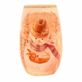 Sas2204 Stony Creek 5.25in Soft Fawn Glass Winter Snow Christmas Snowman