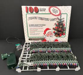 Straight Line 091524885112 Musical Harmonic Christmas Lights-100 Lights Go On/off To 25 Holiday Tunes-nib