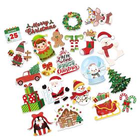 125-5036 Strendier Julmelon Christmas Magnetic Stickers 22pcs Xmas Snowman Santa Gingerbread Ca