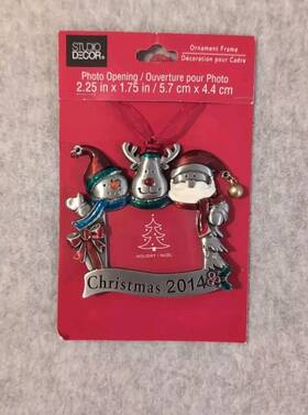 Studio Decor 886946491078 Christmas Tree Ornament 2014 Snowman Couple Photo Picture Frame New