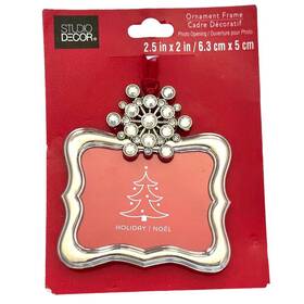 Studio Decor 886946714405 Christmas Tree Ornament Photo Picture Frame Silver Clear Stones New