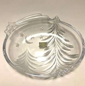Studio Nova 020911545308 Crystal Candy Dish Starry Night 7 Inch Oval Vtg Christmas Holiday Bowl