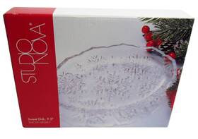 Studio Nova 641265309714 Snow Medley Clear Glass Christmas Sweet Dish 9.5 Inches In Box