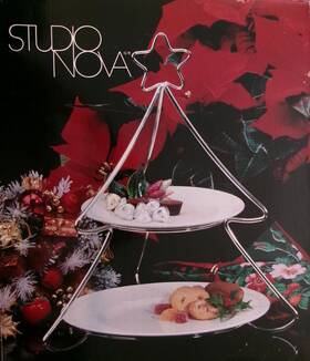 Ht203 Studio Nova Ht203/942 Christmas Holiday Spirit 2 Tier Plate Rack Silver And Cranberry