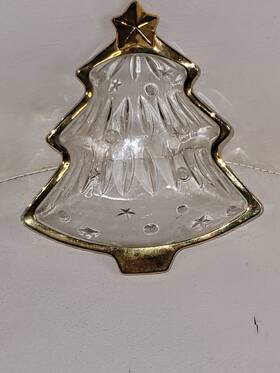 Wx025 Studio Nova Wx025/503 Yuletide Spirit Gold Trim Christmas Tree Shaped Glass Candy Dish
