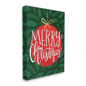 Stupell Industries 049182714527 Festive Merry Christmas Text Red Ornament Design By Taylor Shannon Black Fra