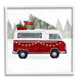 Stupell Industries 196216762730 Red Van Holiday Lights Carrying Christmas Presents Design By Victoria Borges
