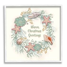 Stupell Industries 196216767148 Warm Christmas Greetings Beach Shells Themed Wreath Design By Darlene Seale